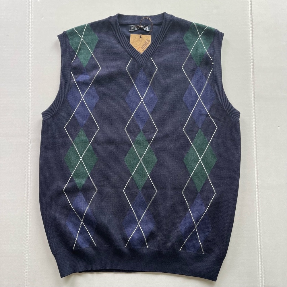 New Paul Jones Men Sweater Vest Size  Large Navy Blue color